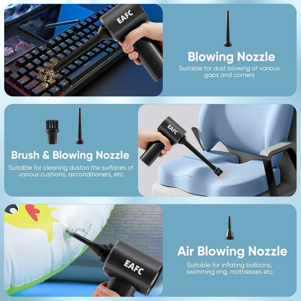 EAFC 3 IN 1 Car Vacuum Cleaner + Dust Blower + Vacuuming, Power Strong Dust Catcher Cleaner Vacuum Cleaning for Car Home Pet