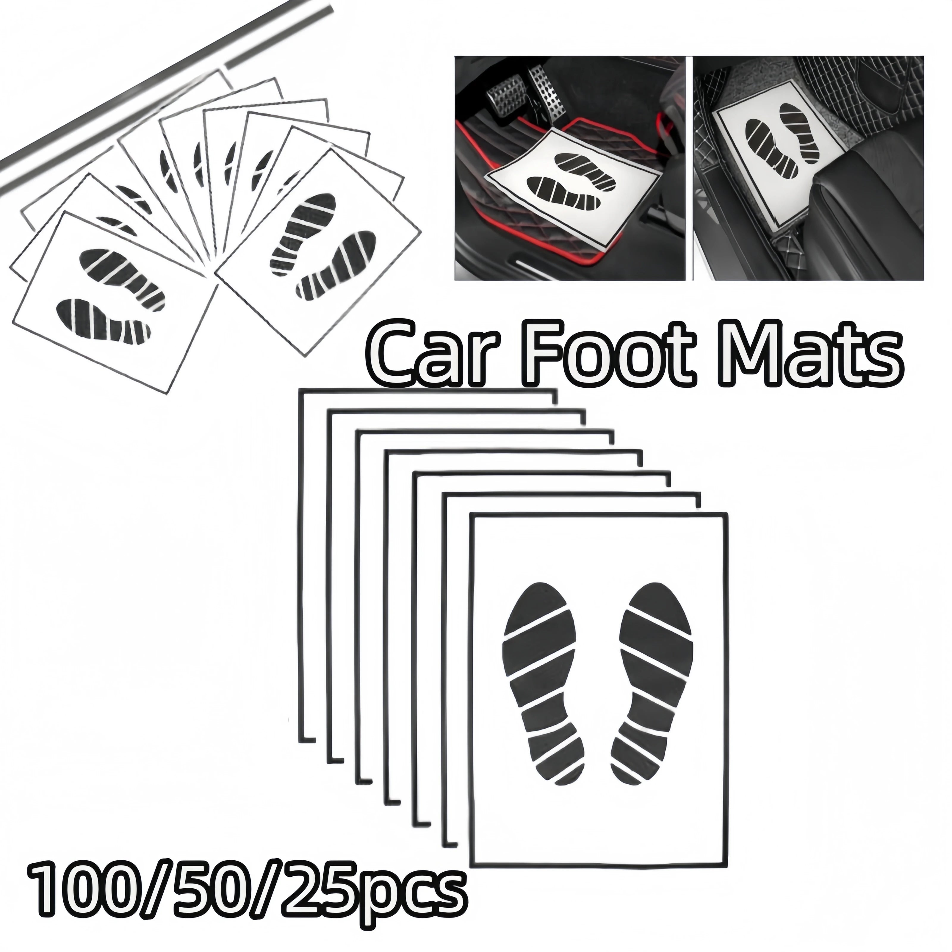 Waterproof Disposable Car Floor Mats 100/50/25Pcs  Anti Slip Paper Anti Dirty Floor Mats Vehicle Protection Interior Accessories