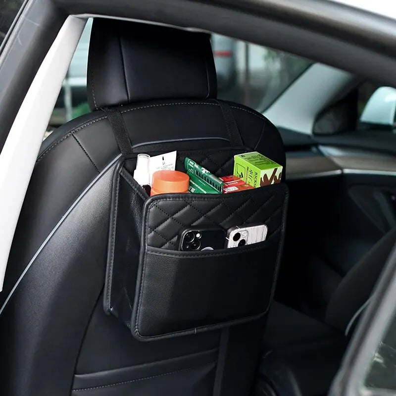 Car Back Seat Organizer with Waterproof Storage Box and Phone Pocket