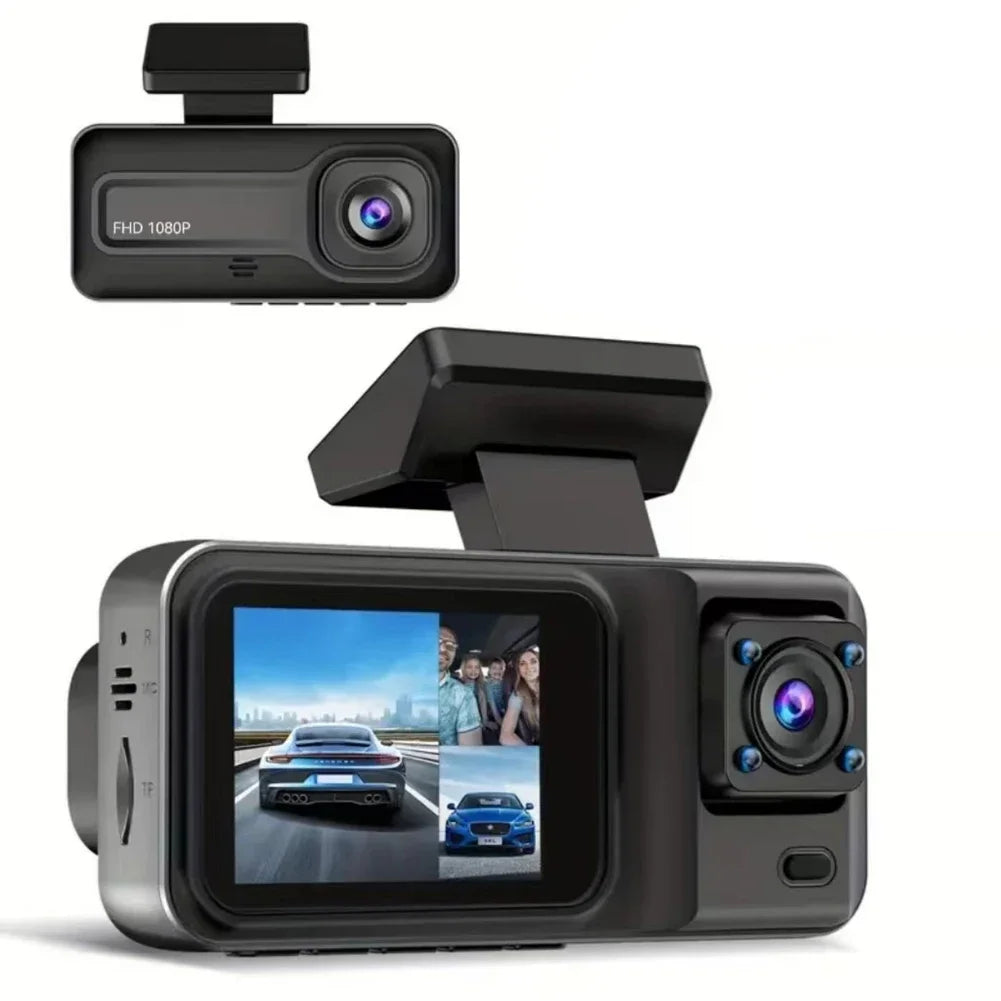 Dash Cam W/ IR Night Vision Loop Recording & 2" IPS Screen 1080P 3 Camera ， DVR recorder, video recorder, Vehicle DVR
