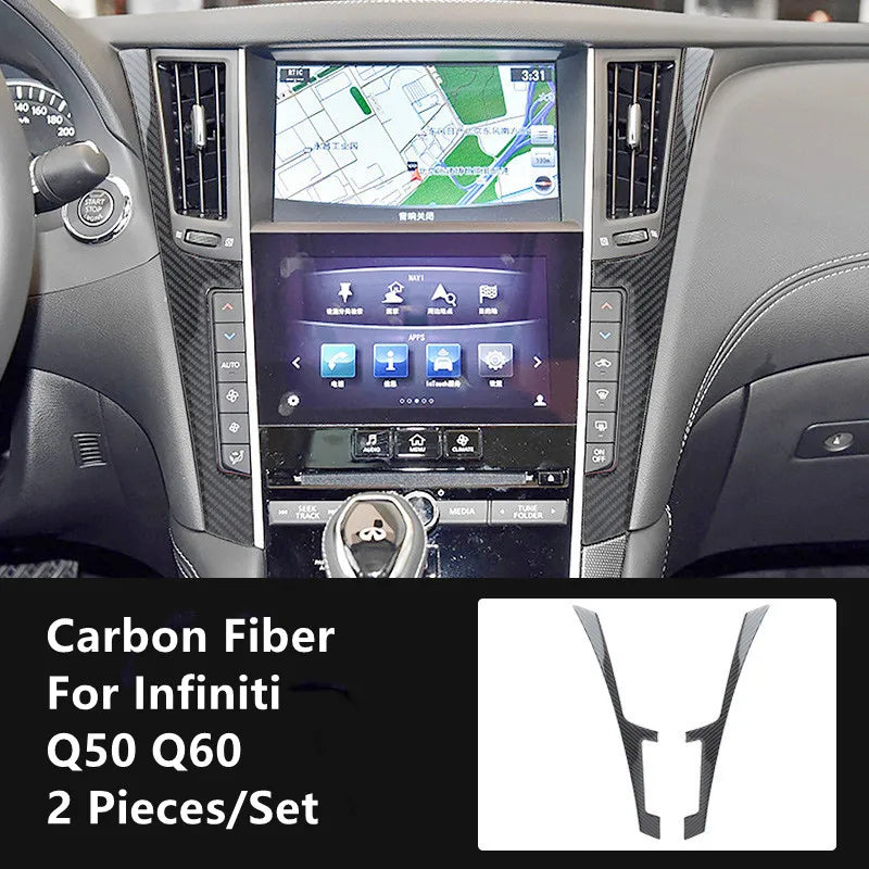 Carbon Fiber Car Interior Modification Cover Trim Strips Decorative Stickers For Infiniti Q50 Q60 Car Styling Inner Accessories