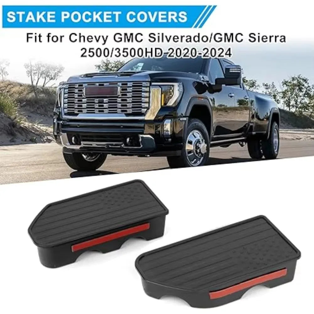 Car Bed Rail Stake Pocket Covers Truck Stake Hole Caps Plugs for Chevy GMC Silverado/GMC Sierra 2500/3500HD 2020-2024
