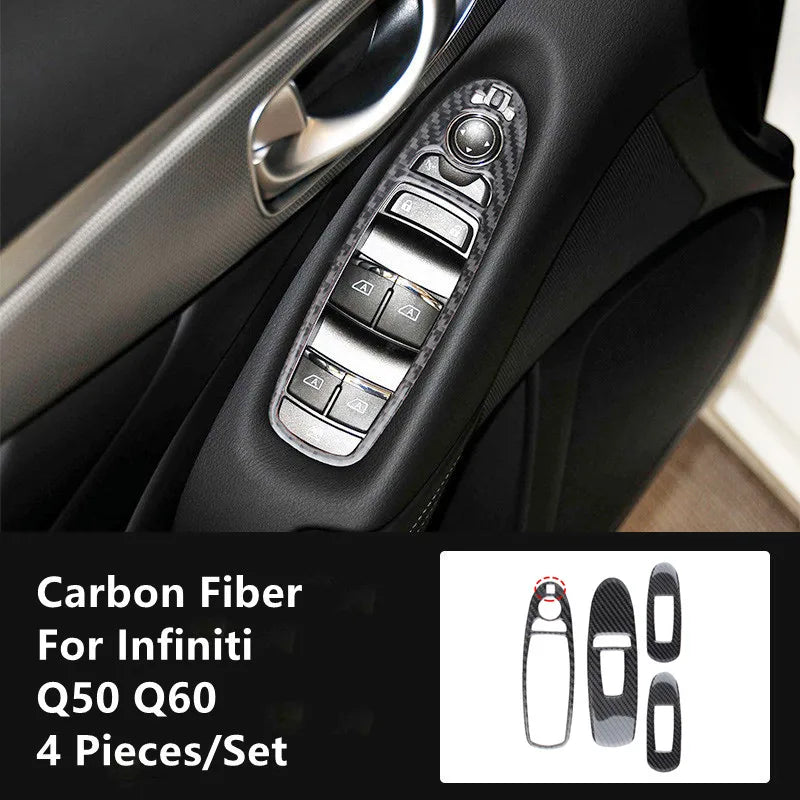 Carbon Fiber Car Interior Modification Cover Trim Strips Decorative Stickers For Infiniti Q50 Q60 Car Styling Inner Accessories