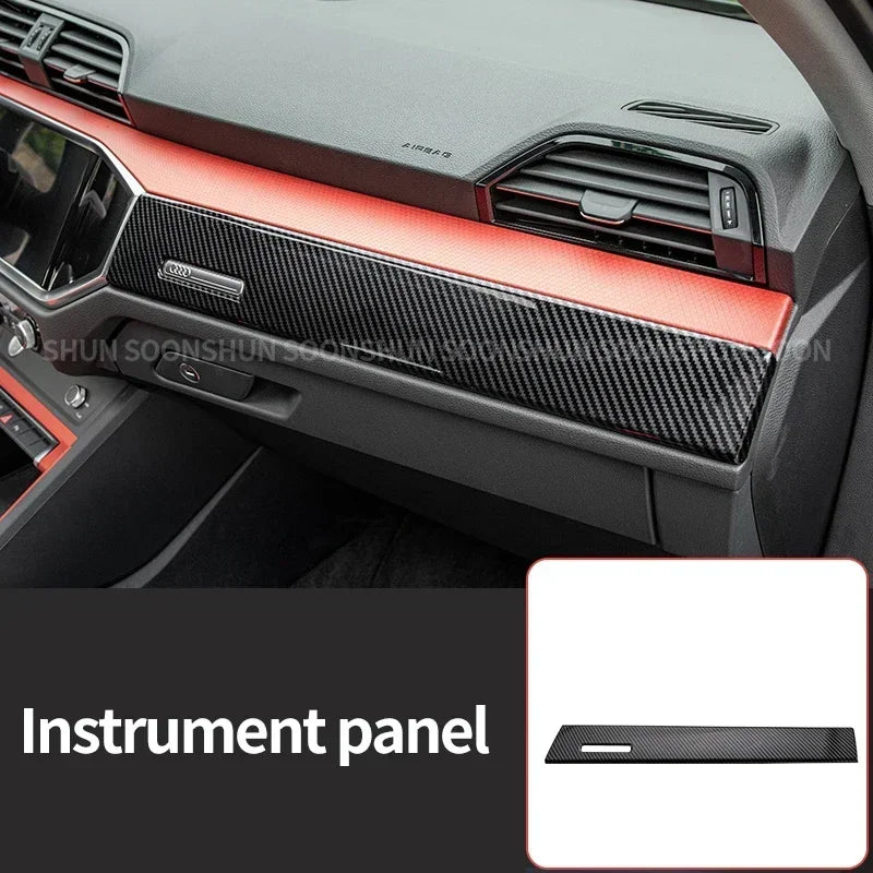 Car Interior for Audi Q3 F3 2019 2020 2021 2022 2023 Carbon Fiber Pattern Center Console Panel Decoration Accessories