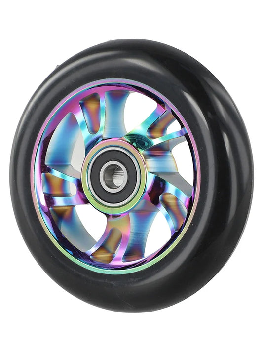 Elastic Polyurethane Tire Material Scooter Wheels Aluminum Alloy Hub 100mm Stunt Wheels High Carbon Steel Bearings