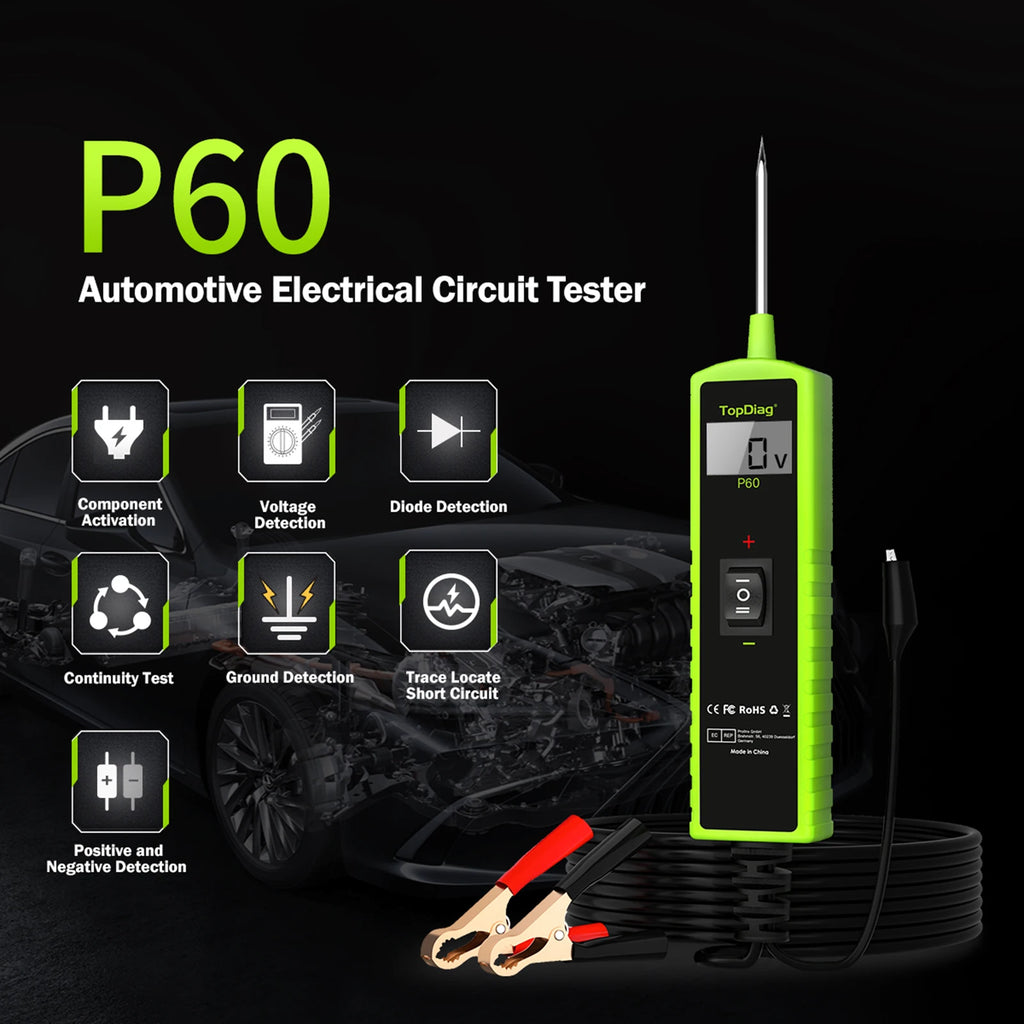 Electrical System Short Tester 6-30V DC with Function Flashlight Component Activation TopDiag P60 Automotive Circuit Tester Car