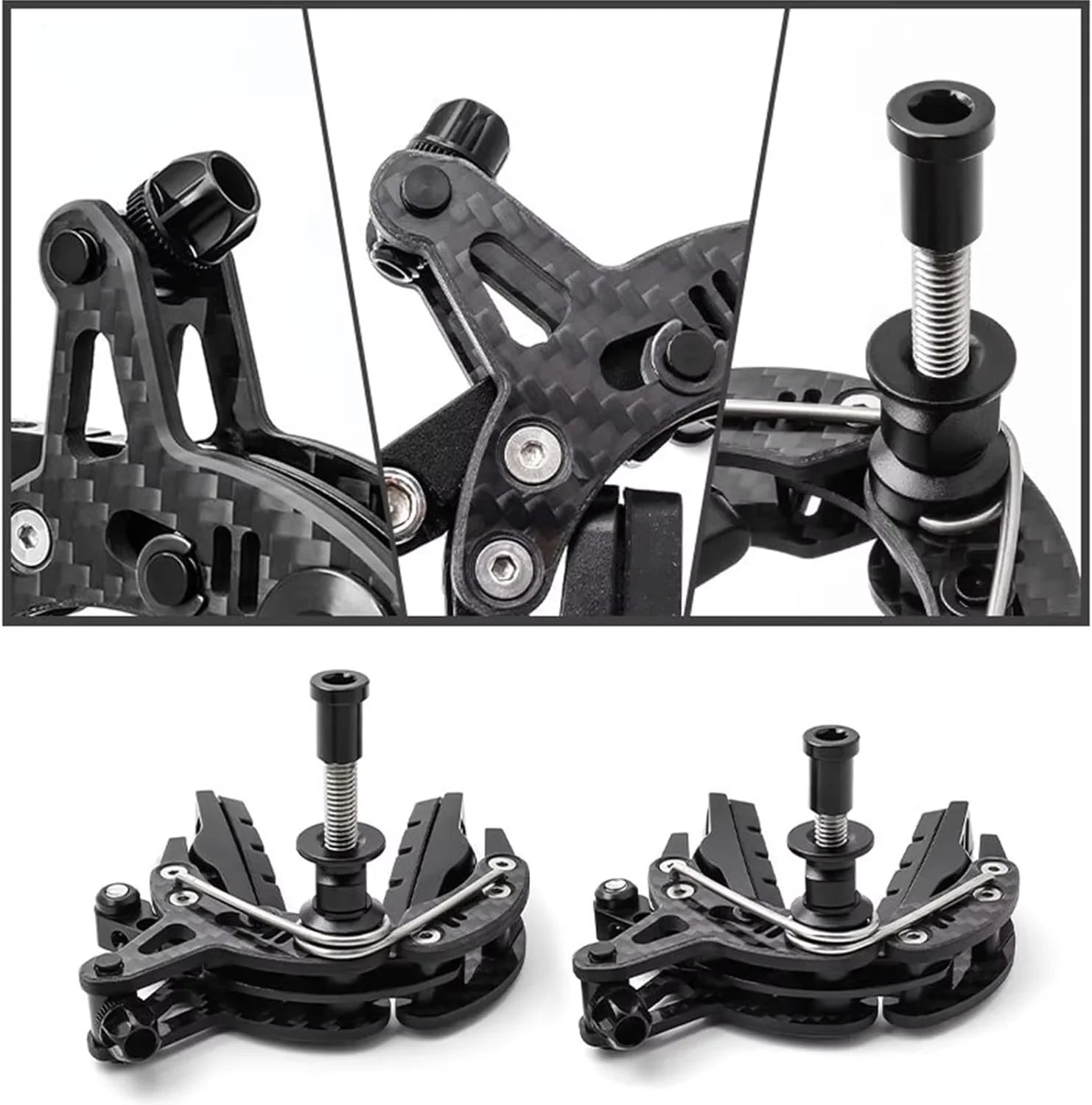 Bike Brake, Bicycle c-Type Brakes Calipers, Carbon Fiber Frame Front Rear Lightweight Side Pull Rim Brake for Road Bike