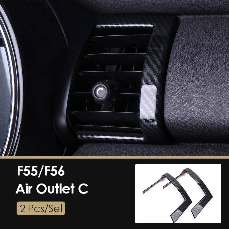 AMBERMILE for Mini Cooper F56 Accessories Car Interior Carbon Fiber Texture Console Air Outlet Door Speaker Handle Cover Trim