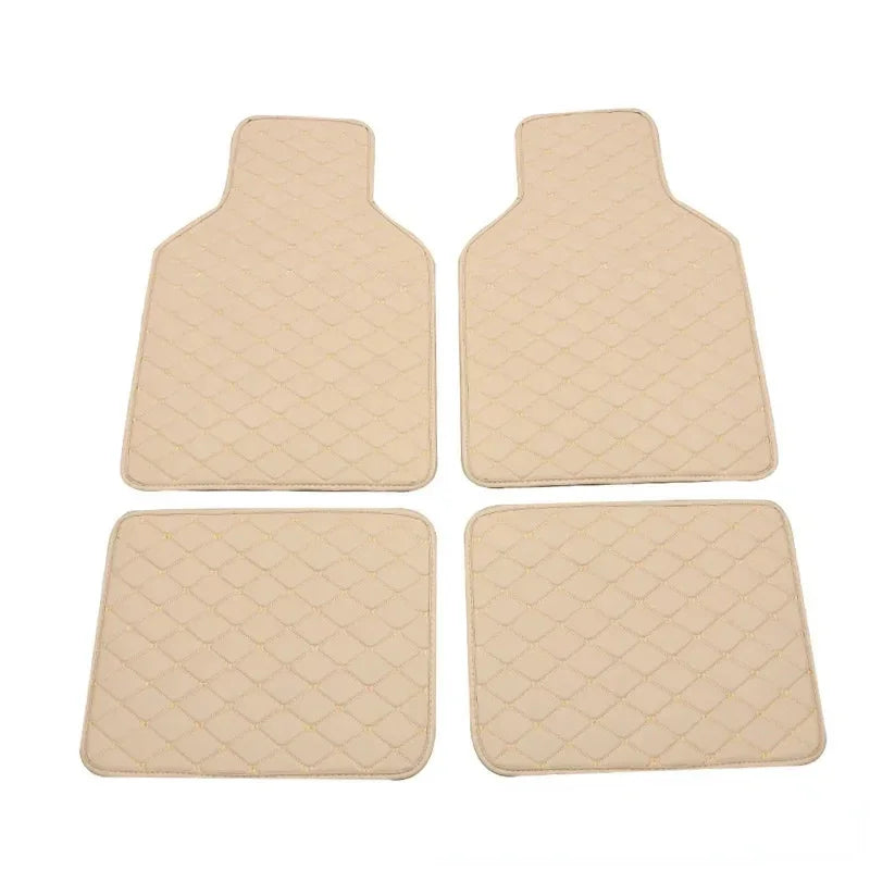 Car Floor Mats Universal 4 Pcs PU Leather Floor Mats Liners Non-Slip For Cars Truck SUV Front Rear Mats Foot Pad Car Accessories