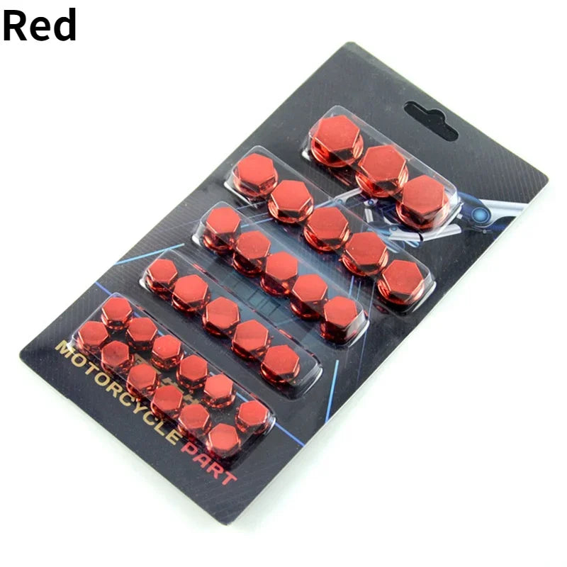 30pcs/set Motorcycle Accessories Head Screw Nut Electroplated Cap Cover Fits Decoration Cover