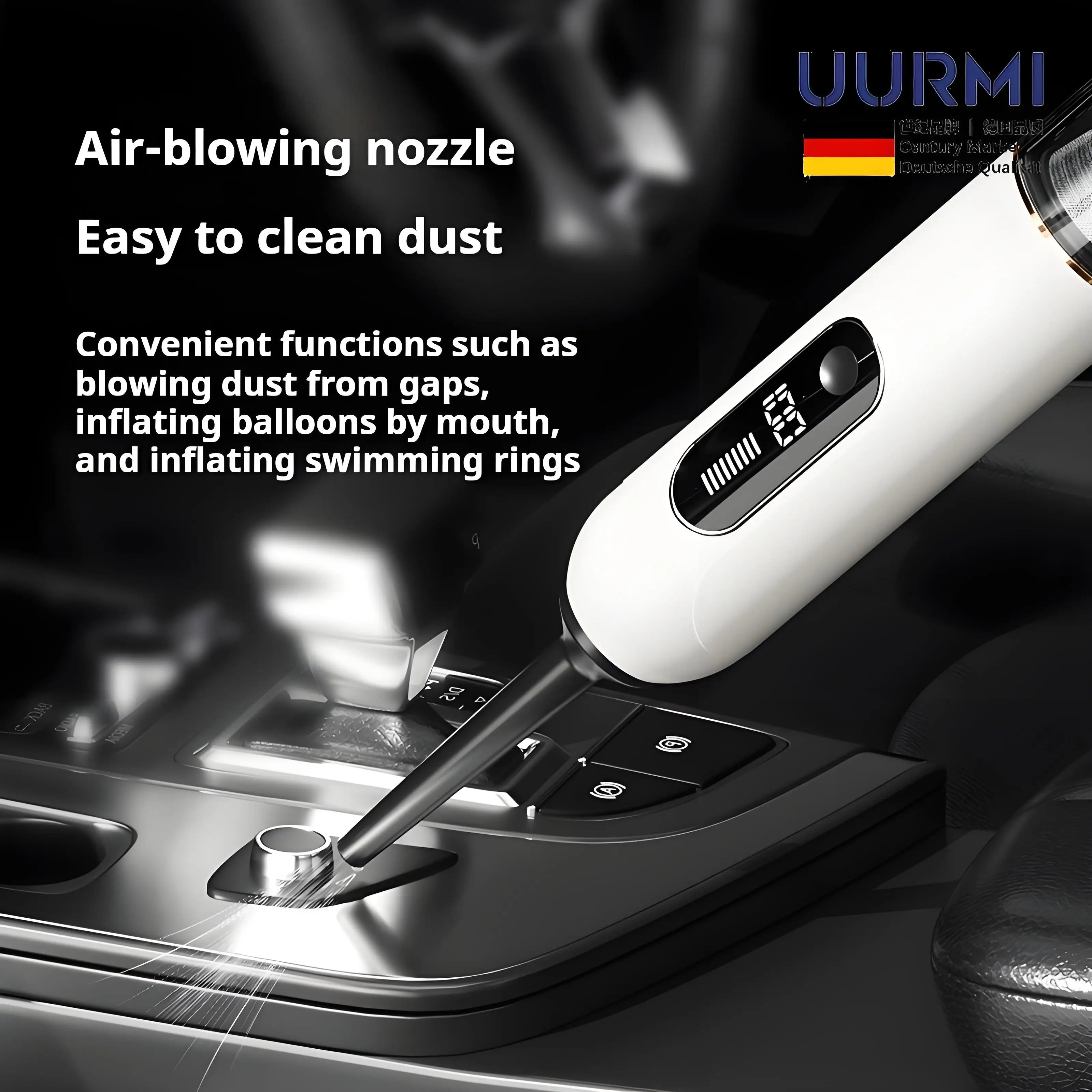 Uurmi 13000Pa 4-in-1 Cordless Vacuum: Lcd Display, One-Touch Empty, Super Suction & Blow for Car/Home/Office