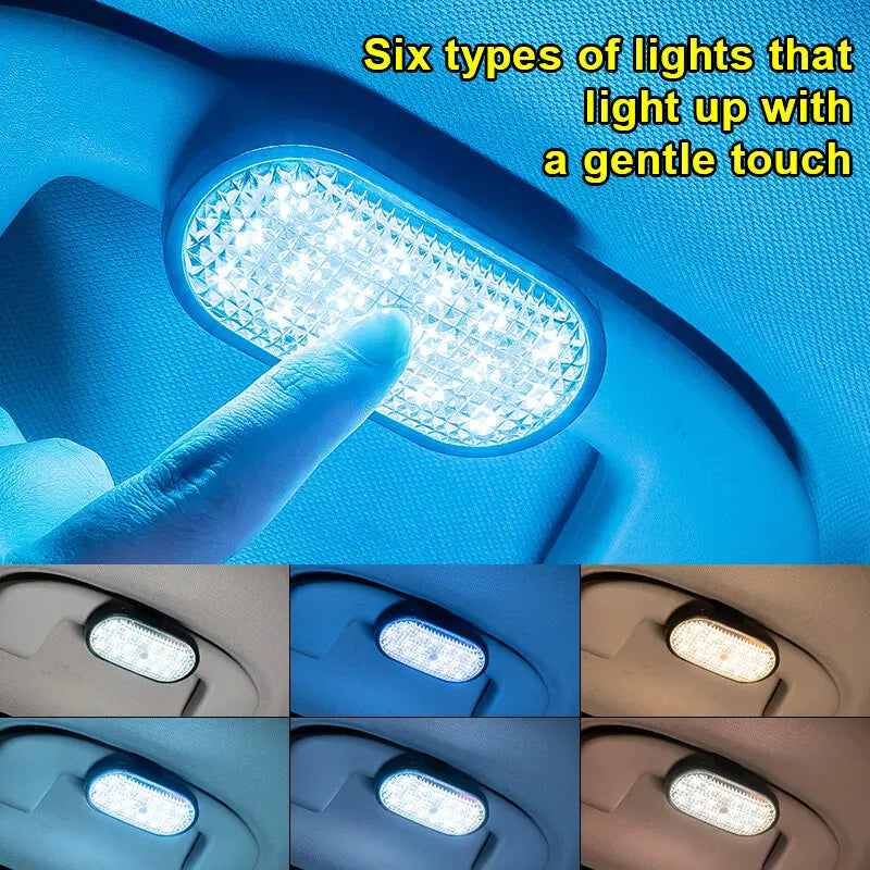 Car LED Lights Interior USB Rechargeable Car Atmosphere Reading Light With 6 Colors Cycling Tail Lights Car Interior LED Night