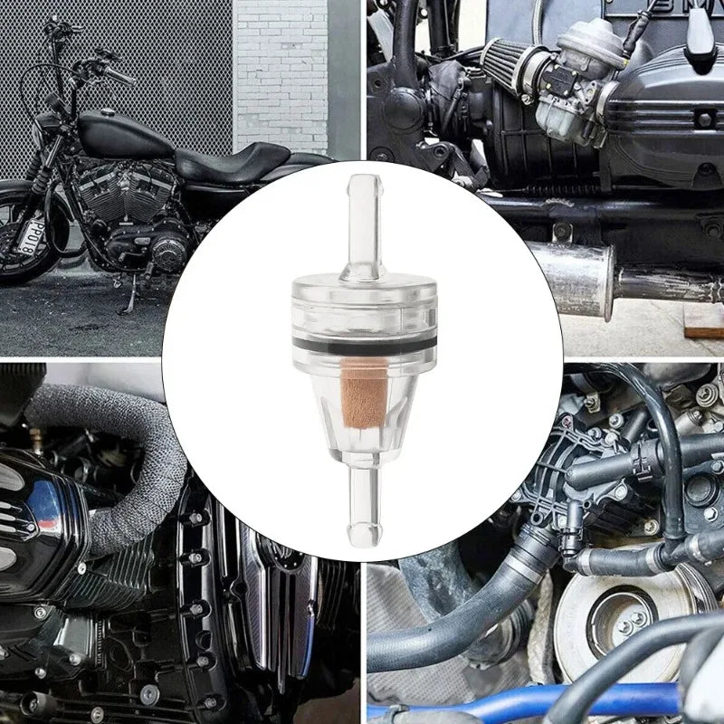 10-1pcs Motorcycle Fuel Filter Inline Gas Gasoline Filter for Dirt Pite Bike ATV UTV 1/4" Transparent Motorbike Accessories