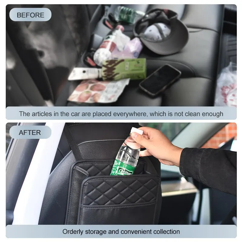 Car Back Seat Organizer with Waterproof Storage Box and Phone Pocket