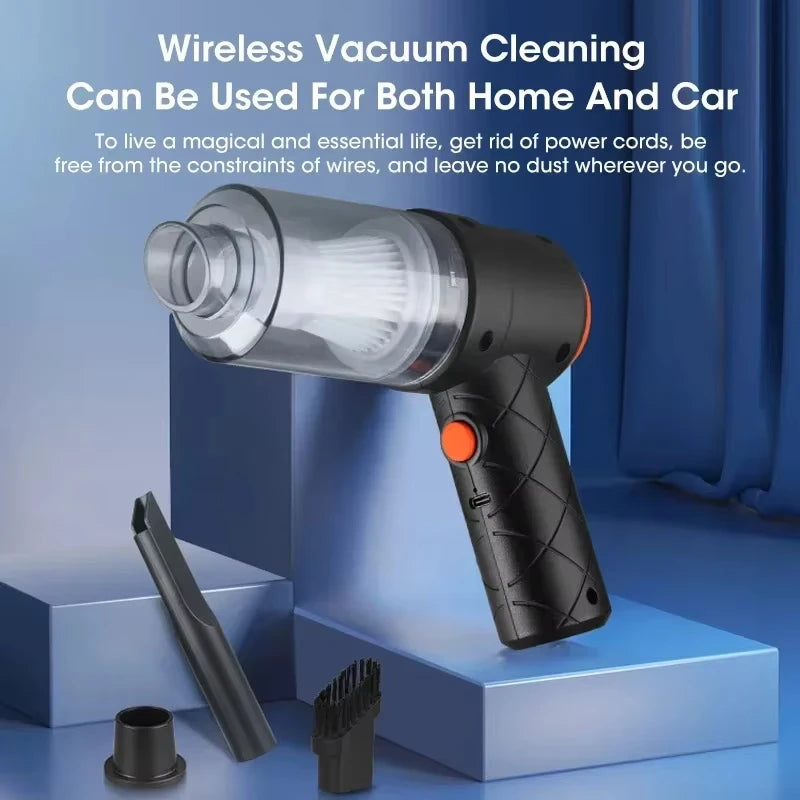 Handheld Car Vacuum for Pet Hair 6000Pa Cordless Strong Suction and Blowing Dual Purpose Rechargeable Home and Vehicle