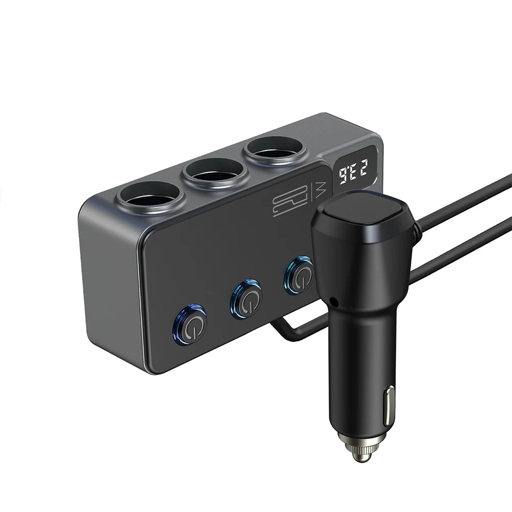 120W High Power Car Charger USB C/ One to Three Plug Converter Car Fast Charger Plug Power Adapter for iPhone GPS Dashcam