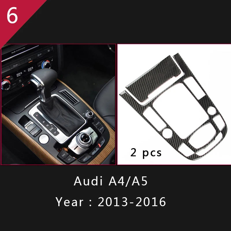 For Audi A4 S4 RS4 B8 8K A5 S5 RS5 8T 8F Carbon Fiber Interior Auto Gear Shift Panel Cover Frame Trim Sticker Car Accessories