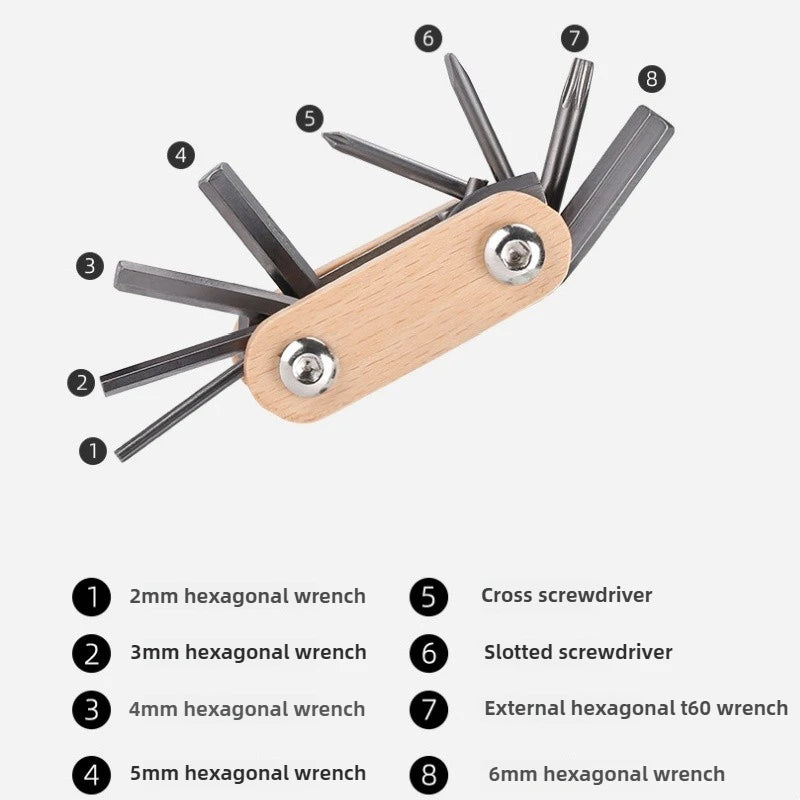 8-in-1 Bicycle Repair Tool Mini Repair Mountain Road Bike Multifunctional Screwdriver Folding Combination Hex Wrench Tools