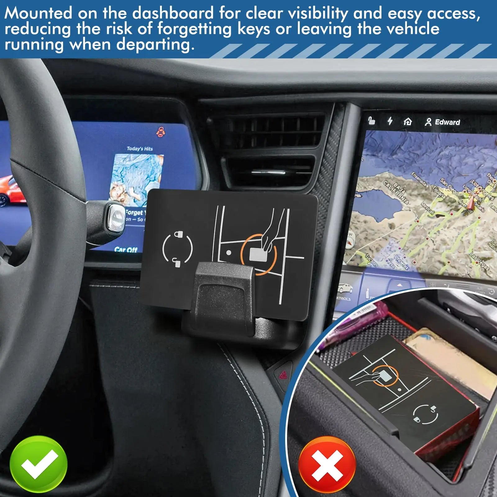 Car Key Holder Clip Car Interior Storage Box Dashboard Organizer Adhesive Mount For Card Key Rack Universal Fit