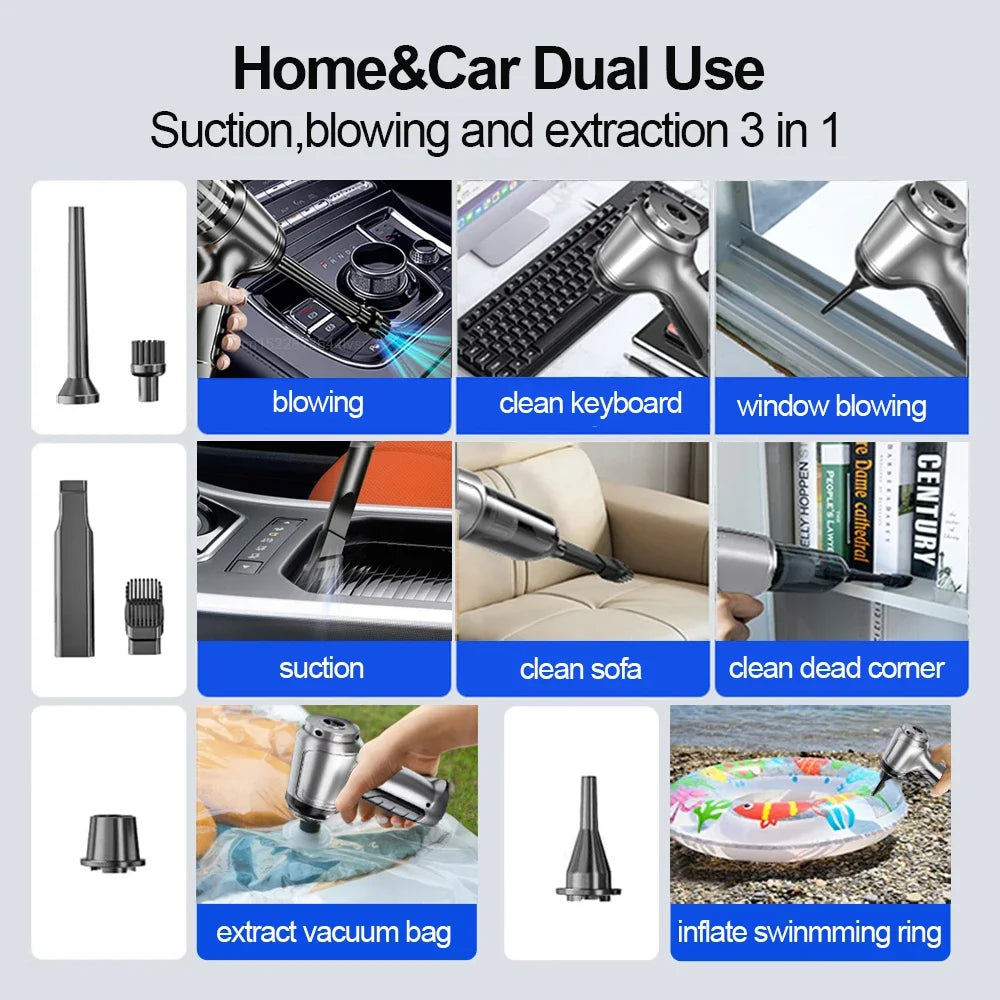 Car Vacuum Cleaner 95000pa Strong Suction Vacuum Cleaner For Car Wireless Handheld Auto Vacuum Cleaning Machine For Car