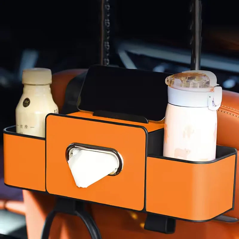 Car Backseat Organizer Multifunction Leather Interior Storage Bag Hanging Seat Back Tissue Water Cup Holder Auto Accessories
