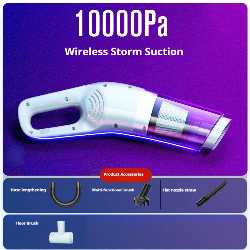 Handheld Car Vacuum Cleaner Wireless Powerful Suction Water Absorbing Long Battery Life Car And Home Dual Use For Auto Interiors