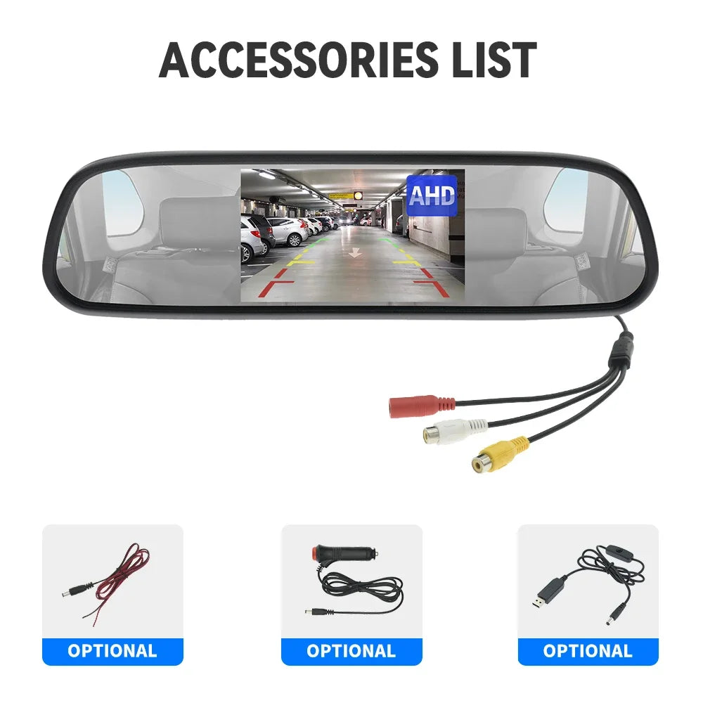 MJDOUD 5 Inch Car AHD Mirror Monitor for Vehicle Parking  5" TFT LCD HD Screen for Rear View Camera Rervesing Dispaly Universal