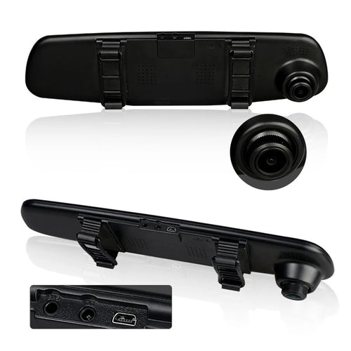 1Set Rearview Mirror Car DVR Dash Cam 4.3" Screen HD 1080P 2 Cameras For 12V Car Rearview Mirror Dual Channel Recorder