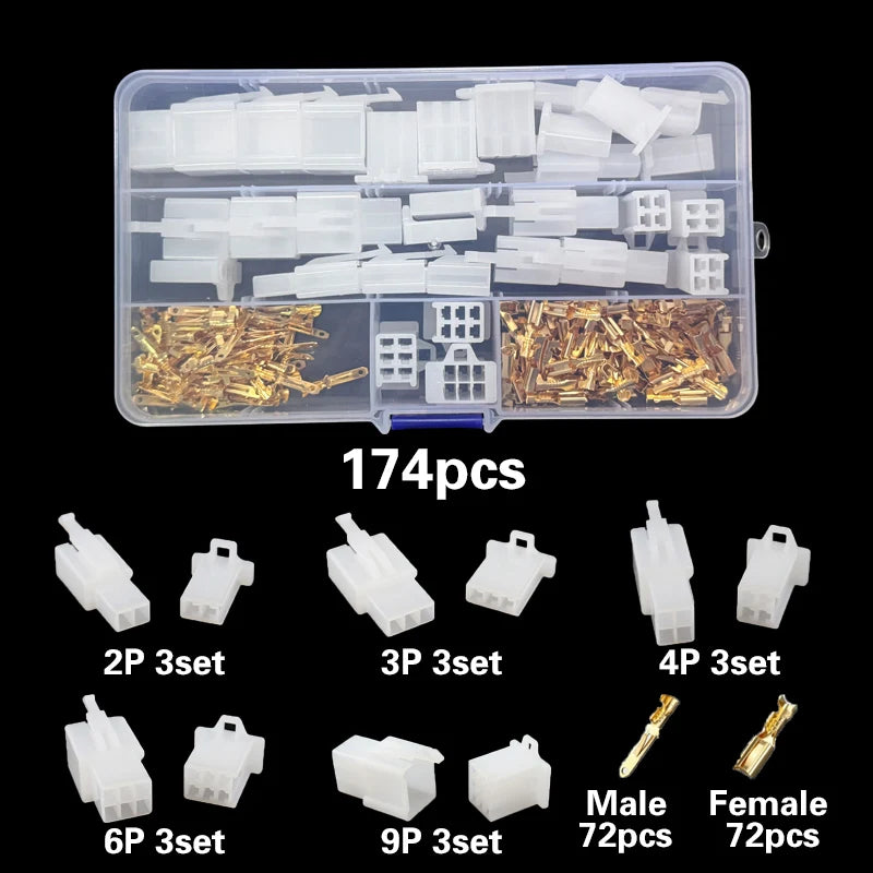 NEW Car Motorcycle Electrical Connectors: 2.8mm 2 3 4 6 9 Pin Wire Terminal Hooks for Male & Female Terminals Assorted Kit