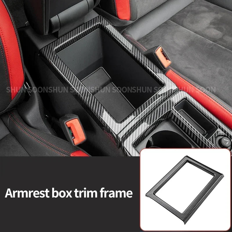 Car Interior for Audi Q3 F3 2019 2020 2021 2022 2023 Carbon Fiber Pattern Center Console Panel Decoration Accessories