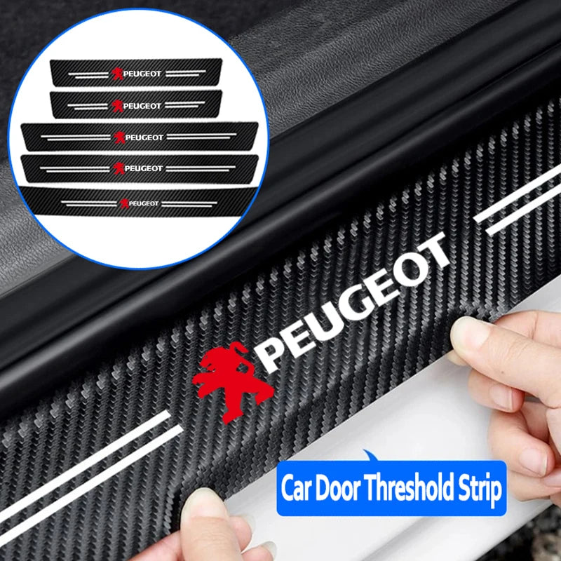 Car Accessories Car Door Sill Protector Welcome Pedal Decoration Leather Stickers For Peugeot 206 208 207 3008 308 2008 107