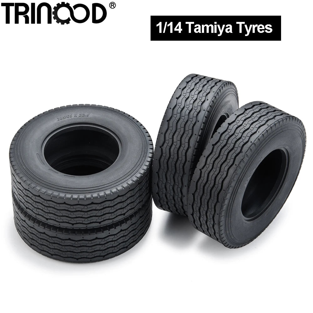 TRINOOD 1/2/4Pcs Rubber Tyre Wheel Tires for 1/14 Tamiya Truck Tractor Trailer Cargo Tow Drag Upgrade Parts
