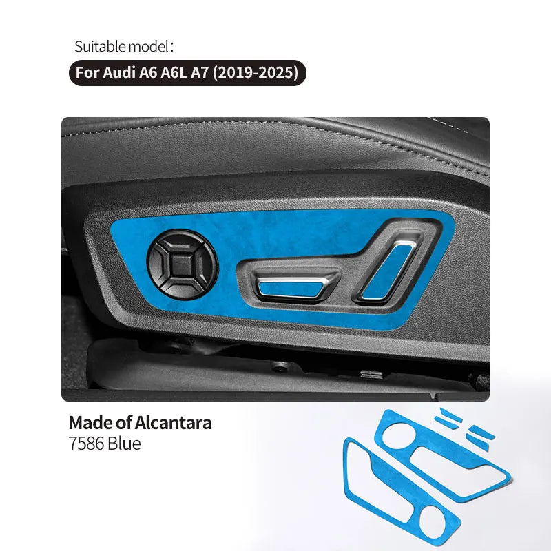 For Audi C8 A6 A7 S6 S7 (2019-2025) Made of Alcantara Seat Adjustment Buttons Panel Trim Sticker Car Interior Tuning Accessory
