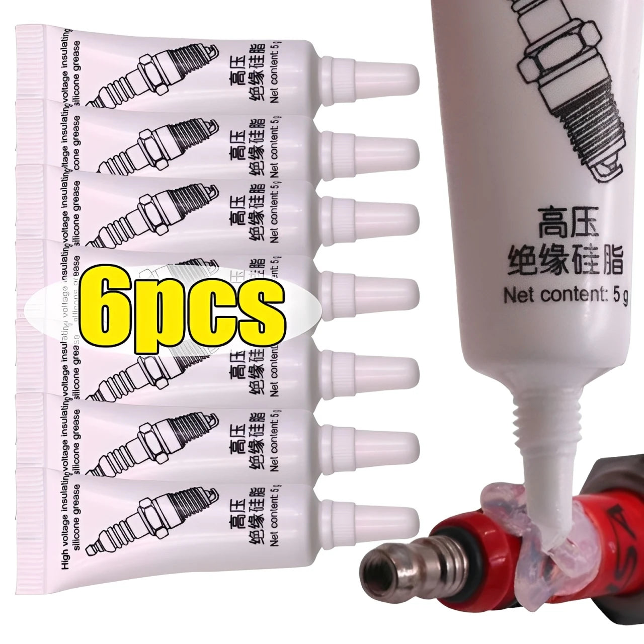 Auto Spark Plugs Resistant High and Low Temperature Corrosion Spark Plugs High-Voltage Insulating Silicone Grease Ignition Coil