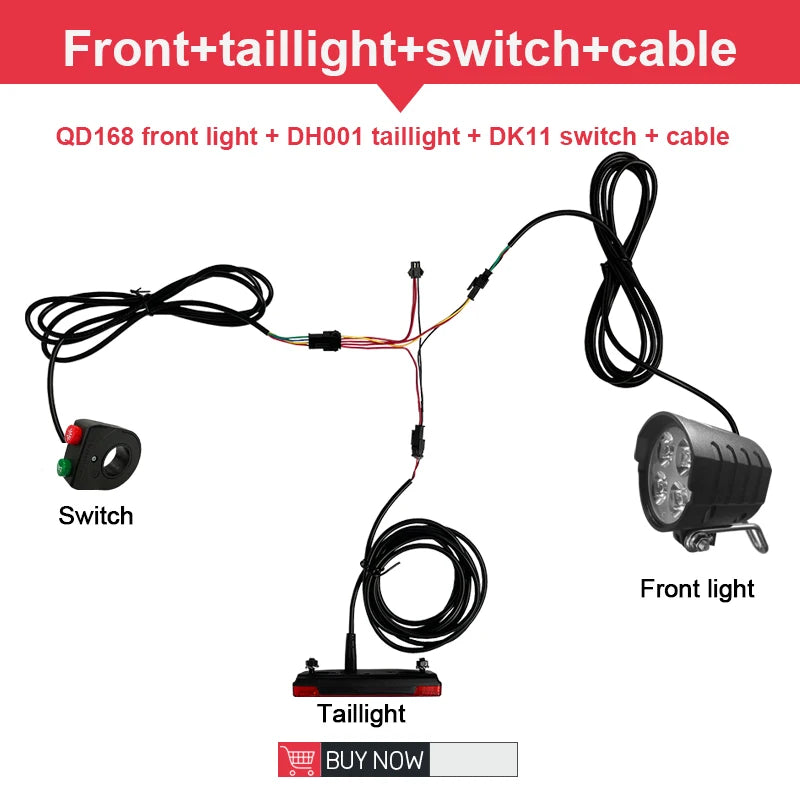 Interruptor de luz y bocina para bicicleta eléctrica, faro delantero, bicicleta eléctrica, scooter, luces delanteras, traseras, luces de advertencia, piezas, accesorios, 12 V-72 V