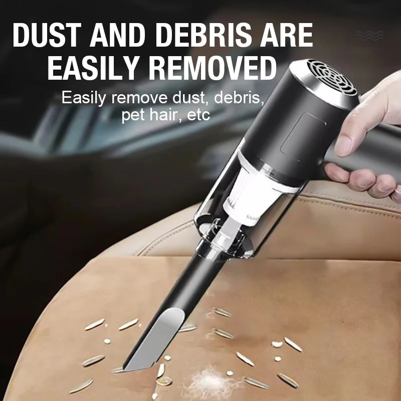 Portable Car Vacuum Cleaner Small Size with 3 Detachable Heads TYPE-C Charging Compact Car Cleaning Tool Easy Storage