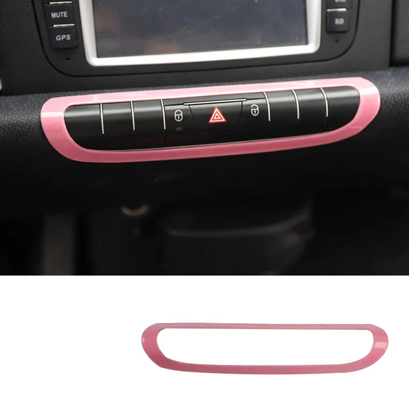 Car Interior Decoration Products ABS Protective Shell Pink Sticker For Mercedes Smart 451 Fortwo Car Modification Accessories