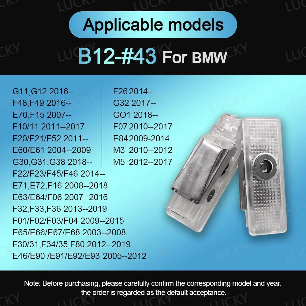 LED Car Welcome Sign Light For 1/3/4/5/6/7/x1/x2/x3/x4/x5/x6/x7/328i/28i/530i/528i/e92 Compatible OEM Door Light Replacement