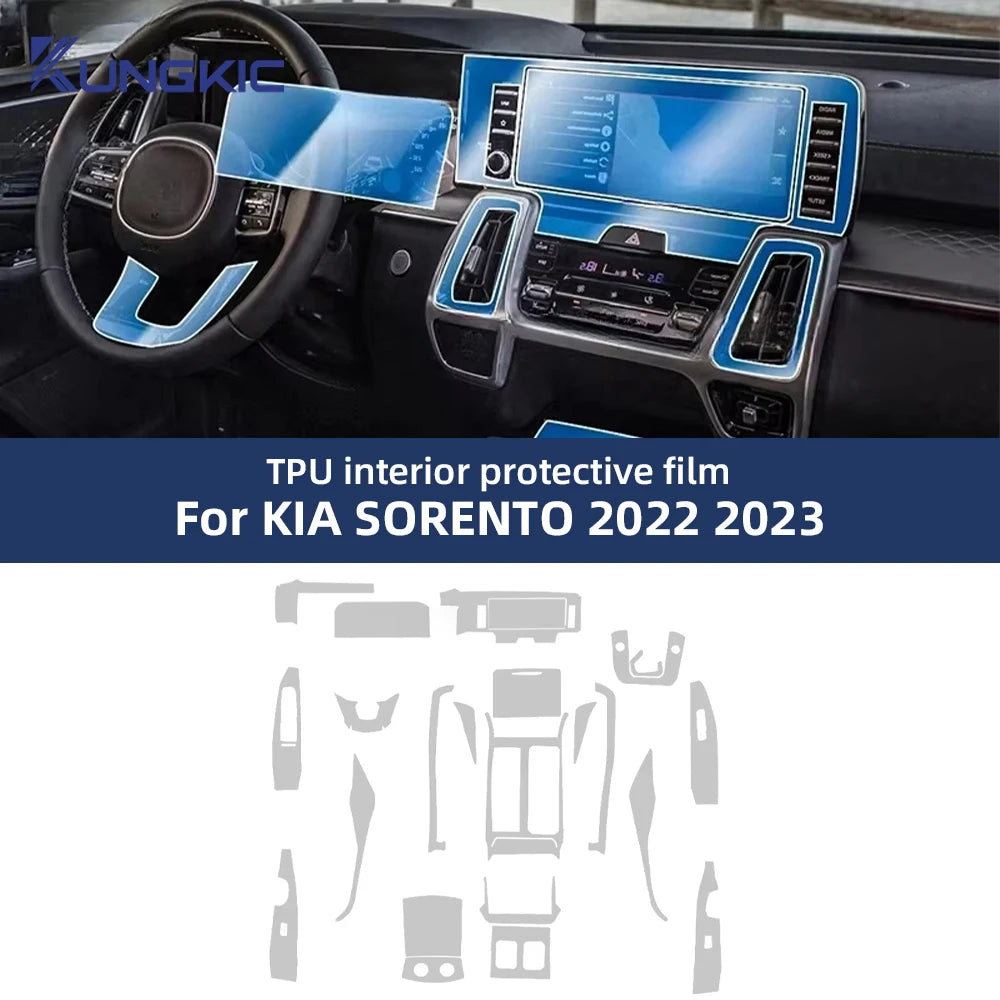 For Kia Sorento 2022 2023 Anti-scratch Car Interior Navigation Door Center Console Dashboard TPU Protector Film Accessories