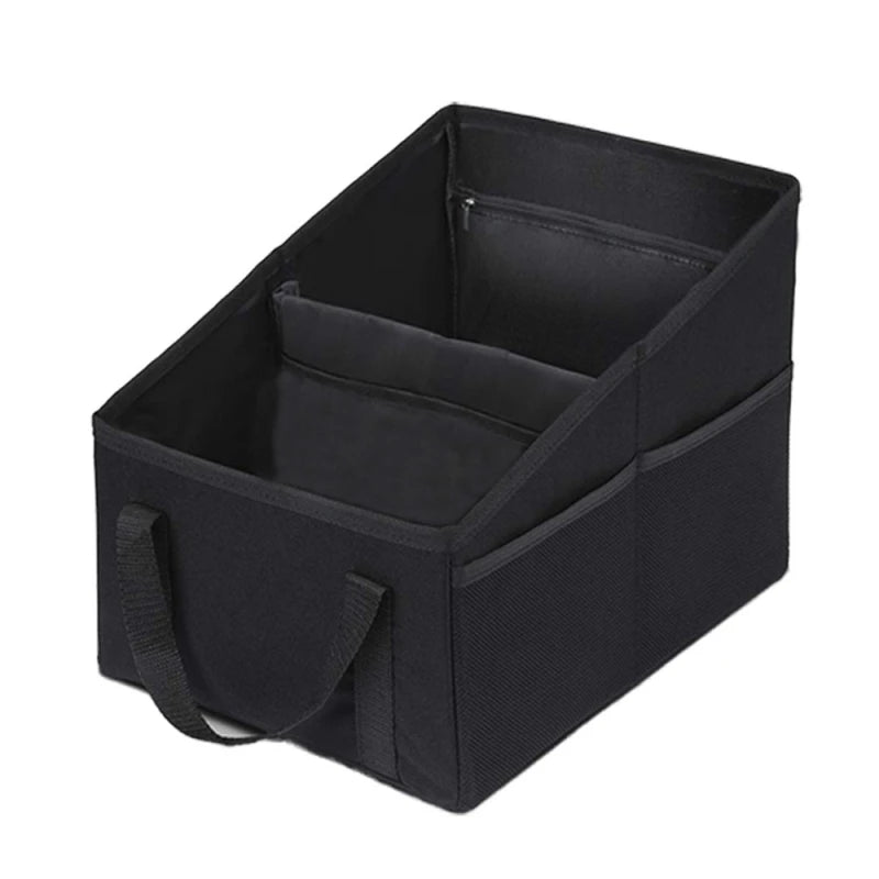 Car Seat Organizer Bag – Passenger Side Storage, Foldable Small Vehicle Storage Bag, with Safety Belt, Car Backseat Storage Box