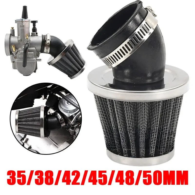 Motorcycle Scooter Air Filter 35mm 38mm 42mm 45mm 48mm 50mm Bend Elbow Neck Motor Air Filter Cleaner for 50cc 110cc 125cc 140cc