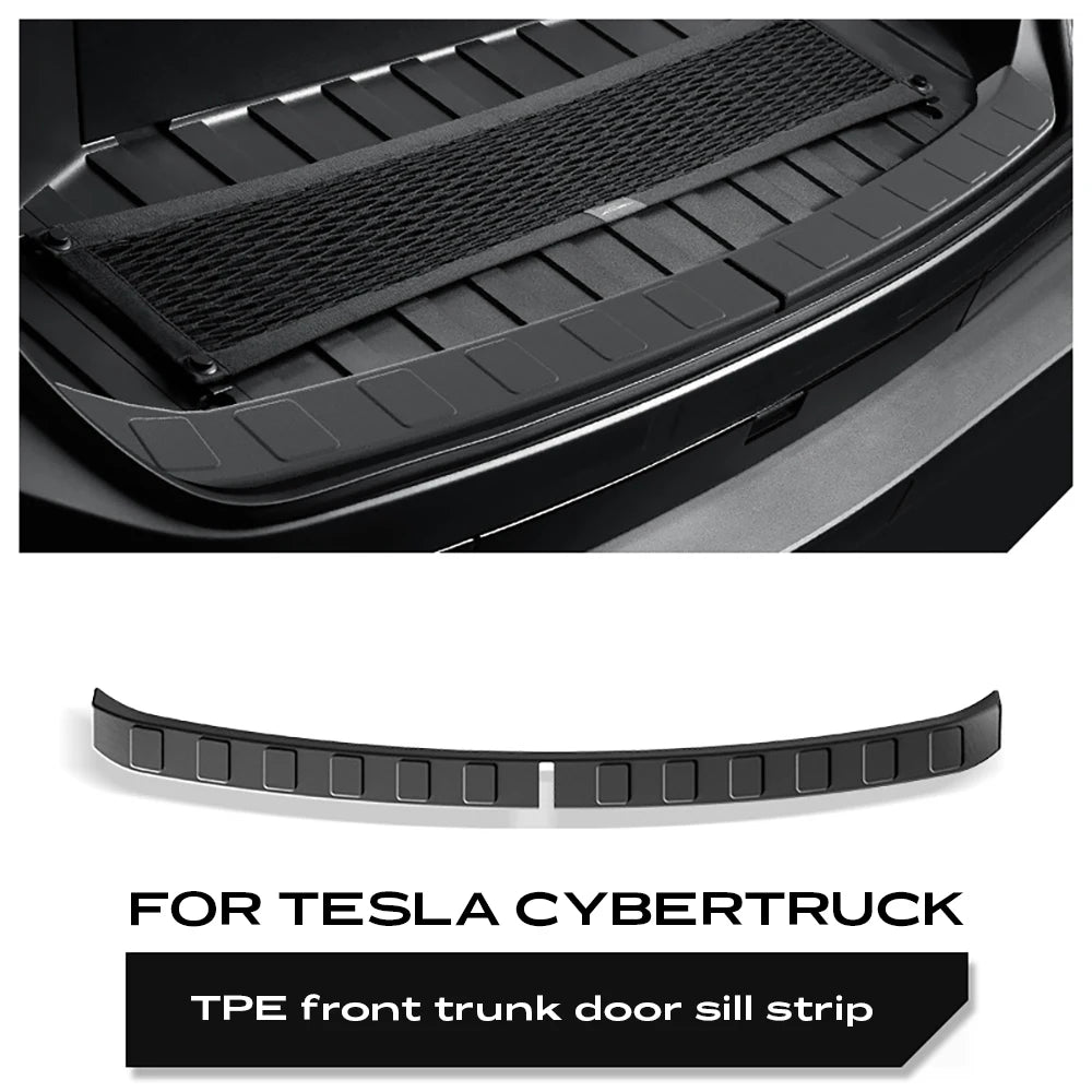 Tira de umbral compatible con accesorios Cybertruck 2023 2024, TPE para todo tipo de clima, resistente al agua, tira de protección para el umbral de la puerta del maletero delantero.