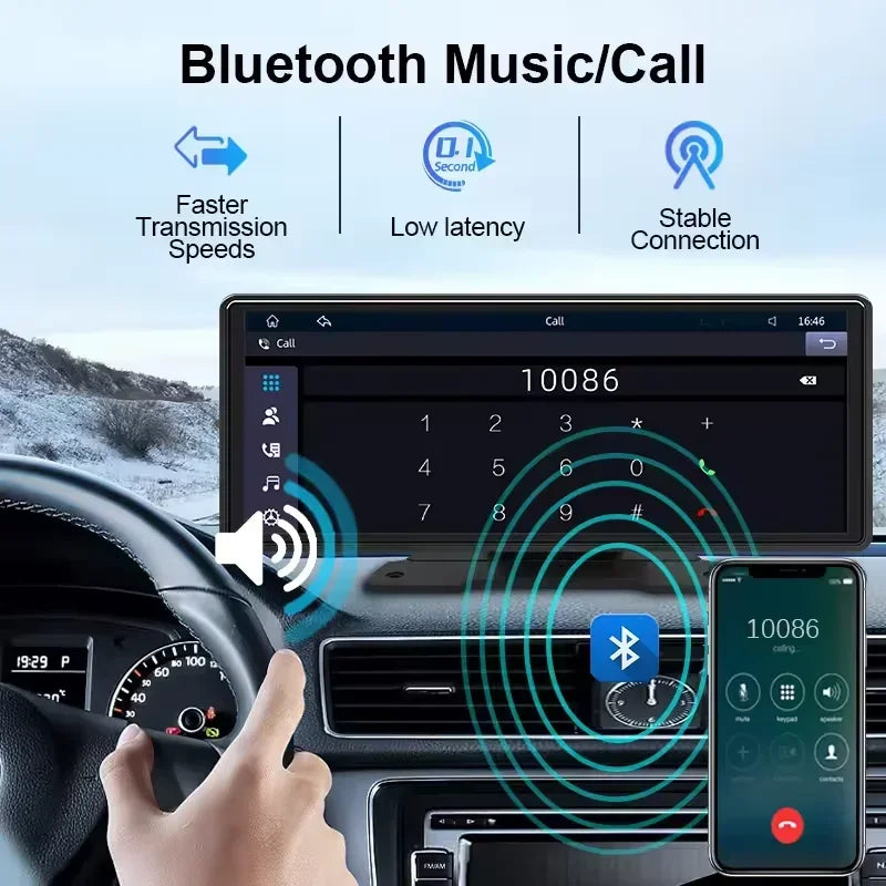 10.26In 4K DVR Wireless CarPlay Android Auto Dash Cam GPS Navigation 24H Parking Monitor Night Vision Integrated design