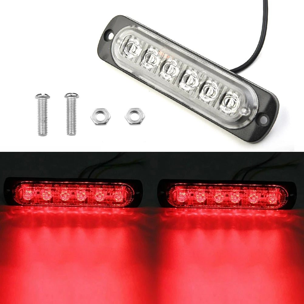 6LED Car LED Work Light DC 12-24V 18W Red Car Truck Safety Urgent Always Bright Light Lamp Working Fog Light Car Accessories