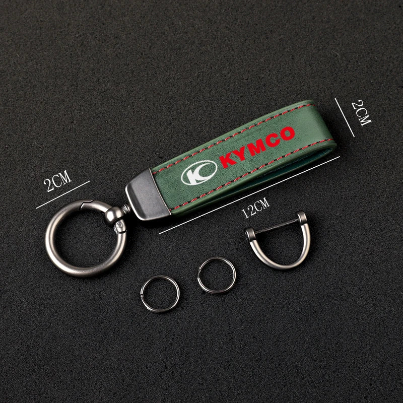HD printed vintage leather horseshoe ring keychain for KYMCO Motorcycle Accessories