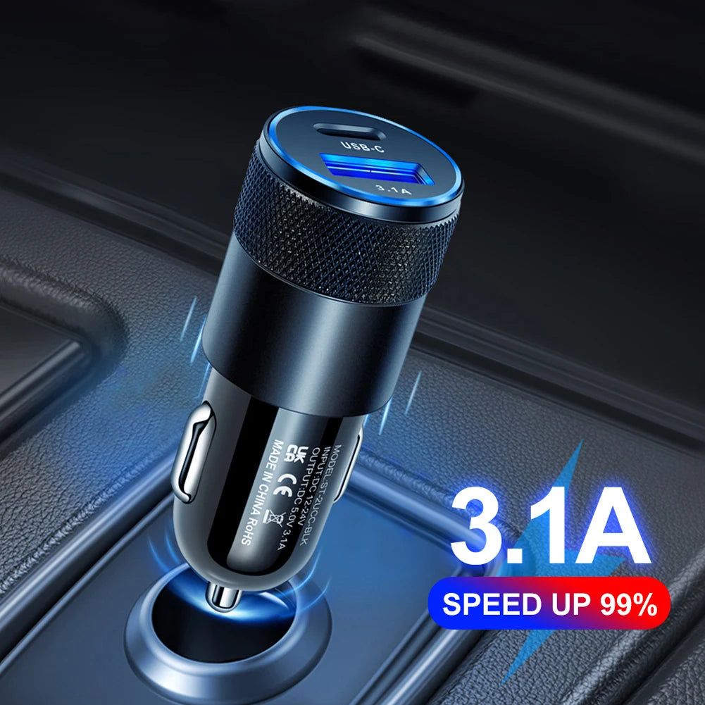 1pcs 65W USB Car Charger  Quick Charge 3.0 Type C  Fast   Charging Phone Adapter  Quick Chargers Automobile Parts