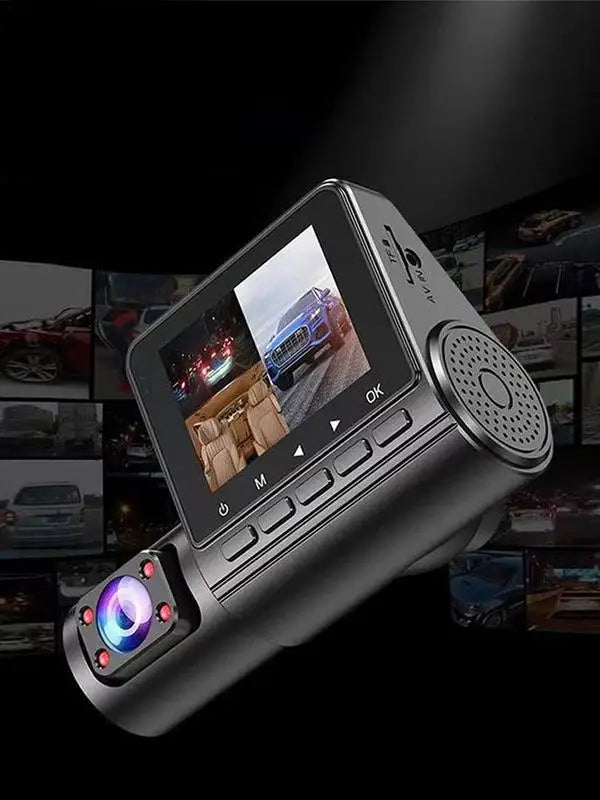 3 Channel Dashs Cam 360 Dashs Camera For Night Vision 2.4in IPS Screen Parking Monitor HD 1080P LED Light Loop Recording