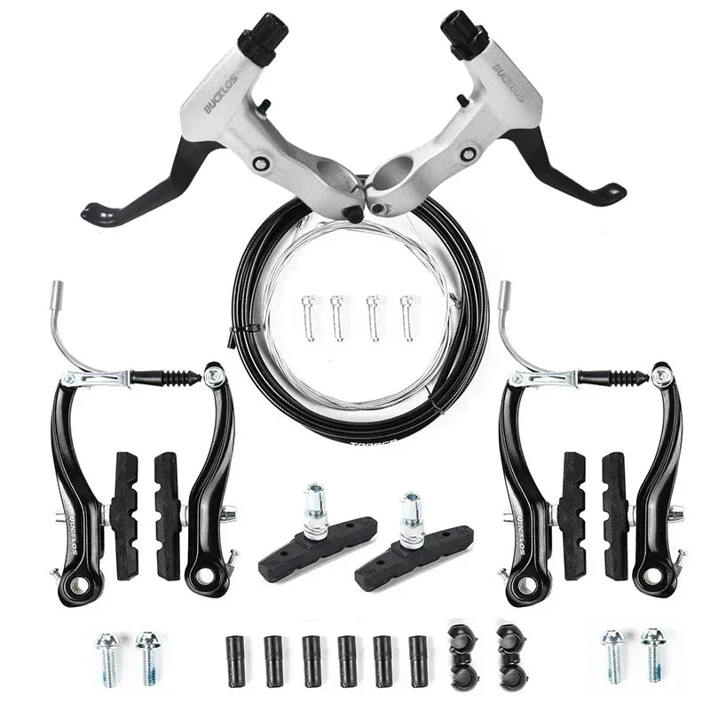 BUCKLOS Bicycle V Brakes Set Aluminum Alloy Bike Brake Lever Line Pulling V Brake Caliper Universal Cable Road Bike Brake Kit