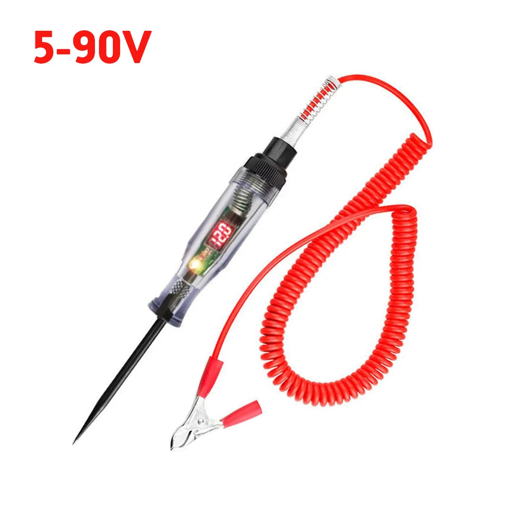 Auto Truck Voltage Circuit Tester 6V 12V 24V DC Digital Display Long Probe Pen Light Bulb Automobile Diagnostic Tool Auto Repair