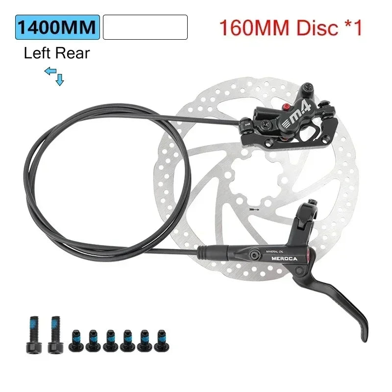 Brakes Meroca 4 Pistons Hydraulic Brakes Mtb Bicycle Brakes Caliper Rotor 160mm Set Mountain Bike 800/1400mm for E4 ZEE M420